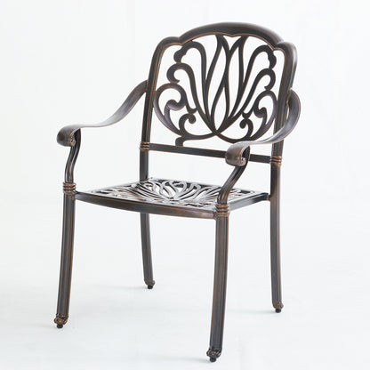 Upland Elizabeth Cast Aluminum Garden Furniture Chairs 5 Pcs Set with Cushions  -Bronze