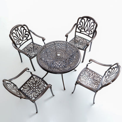 Upland Elizabeth Cast Aluminum Garden Furniture Chairs 5 Pcs Set with Cushions  -Bronze