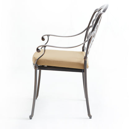 Upland Elizabeth Cast Aluminum Garden Furniture Chairs 5 Pcs Set with Cushions  -Bronze
