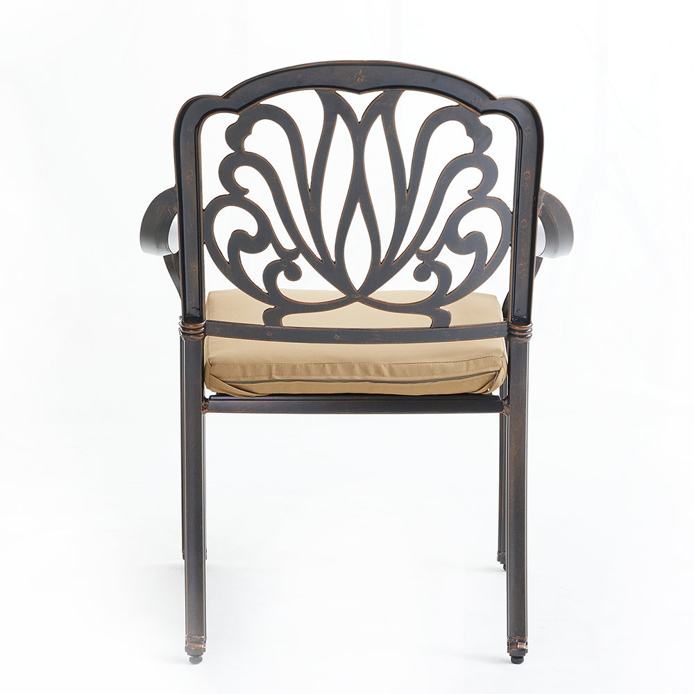 Upland Elizabeth Cast Aluminum Garden Furniture Chairs 5 Pcs Set with Cushions  -Bronze