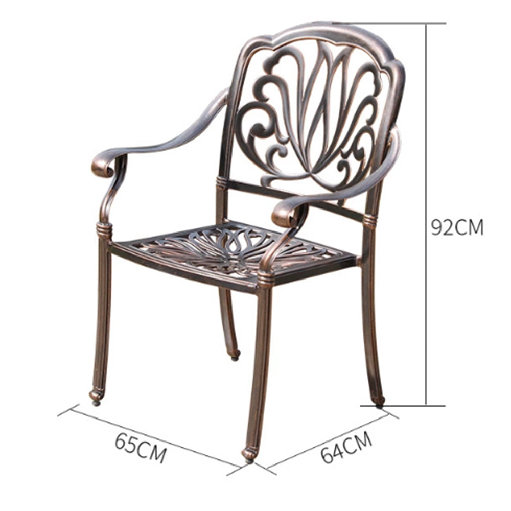 Upland Elizabeth Cast Aluminum Garden Furniture Chairs 5 Pcs Set with Cushions  -Bronze