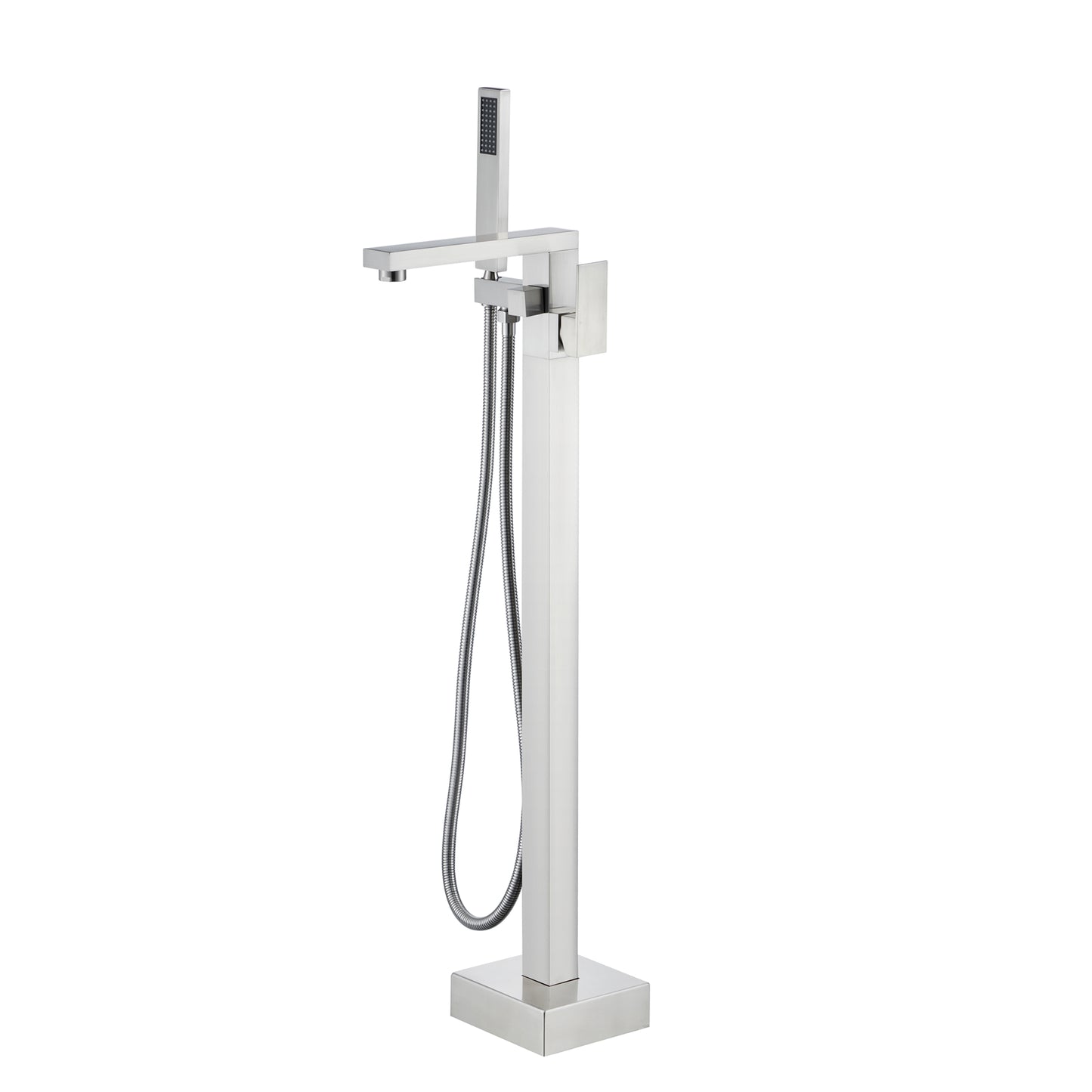 TrustMade Single Handle Floor Mounted Freestanding Tub Filler with Handshower, Brushed Nickel - S01