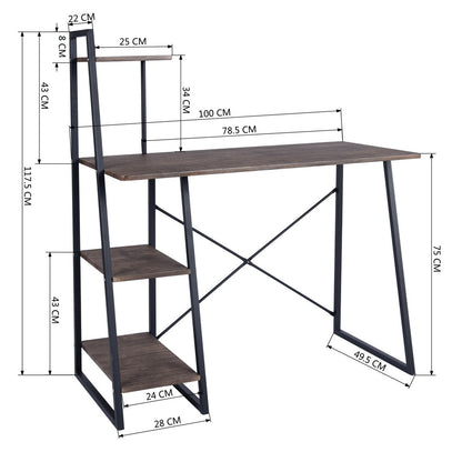 4 Tier Storage Shelf Computer Desk