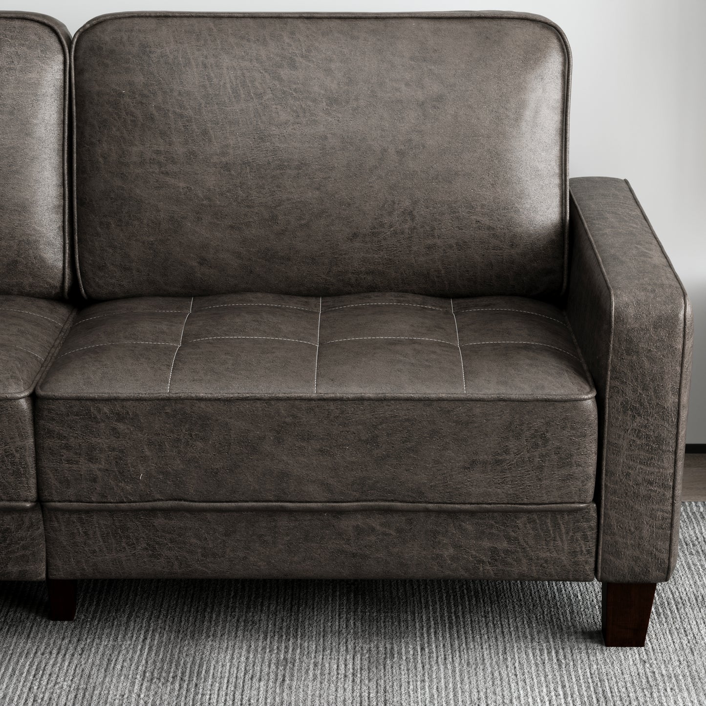 High elastic sponge two-seat sofa(Gray)
