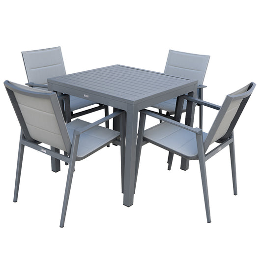 Modern Muse Aluminum Patio Dining Table and Chair 5 pcs Set