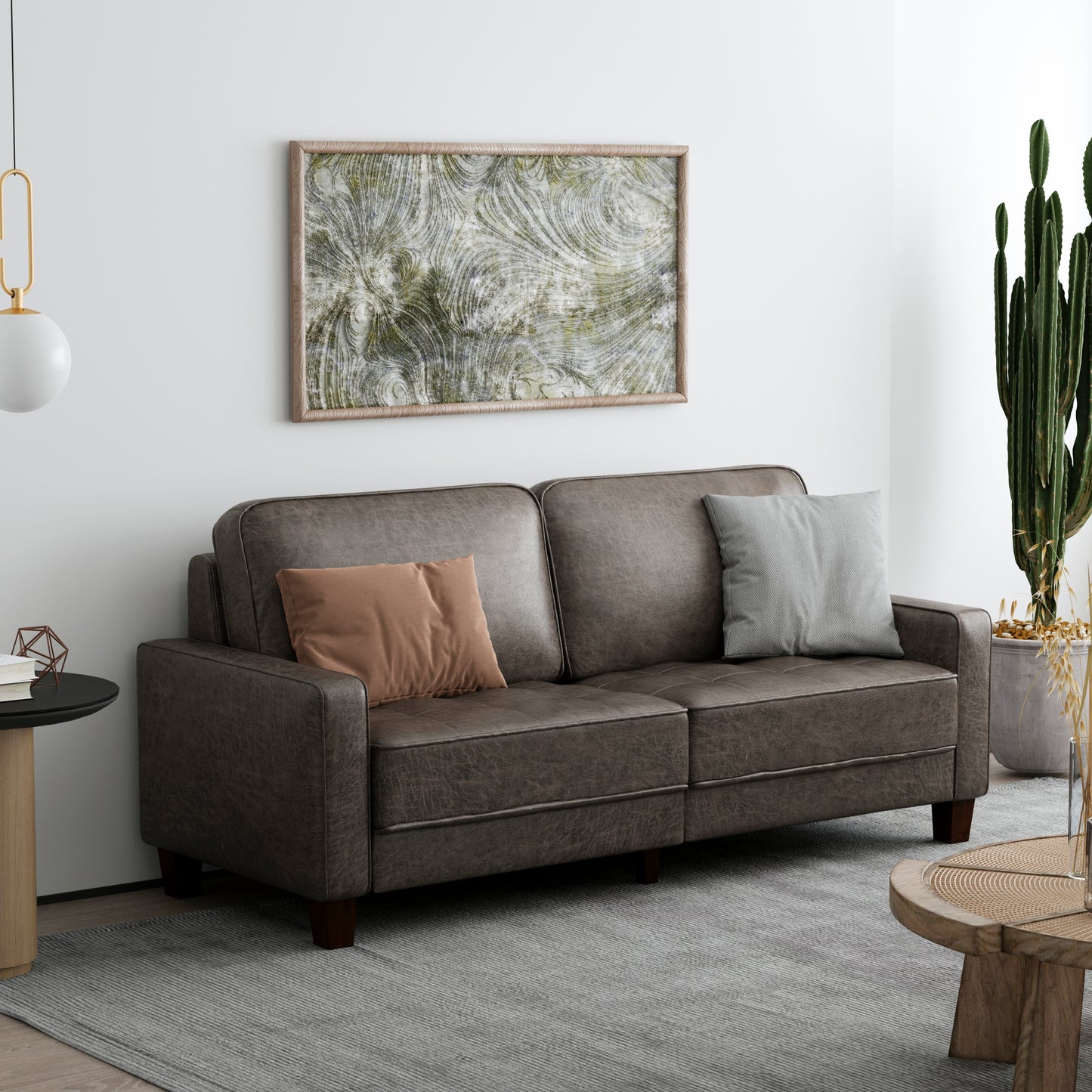 High elastic sponge two-seat sofa(Gray)