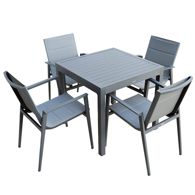 Modern Muse Aluminum Patio Dining Table and Chair 5 pcs Set