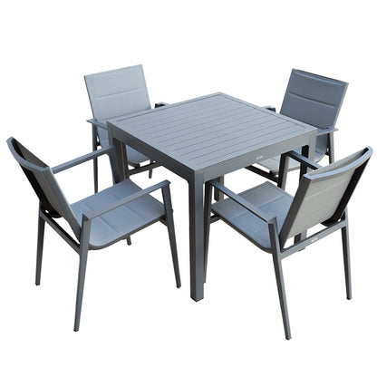 Modern Muse Aluminum Patio Dining Table and Chair 5 pcs Set