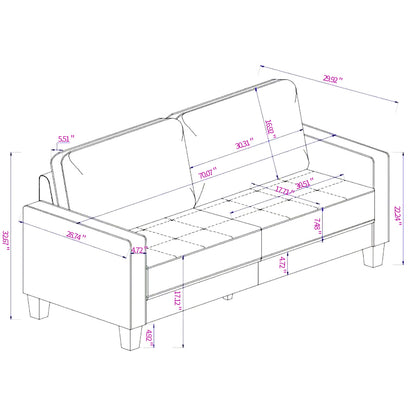 High elastic sponge two-seat sofa(Gray)