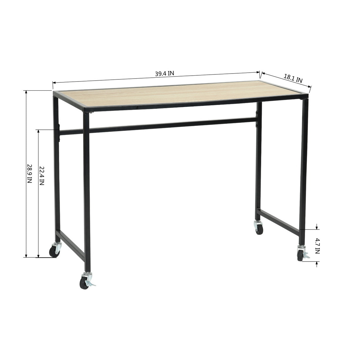 Wooden Top Console Table, with Lockable Wheels