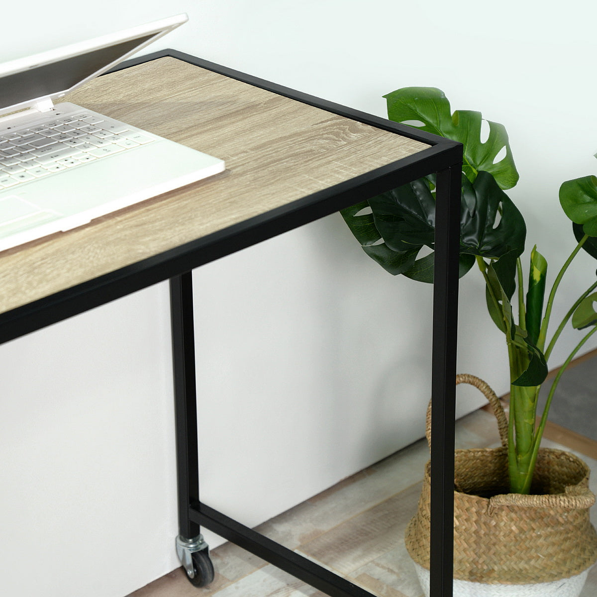 Wooden Top Console Table, with Lockable Wheels