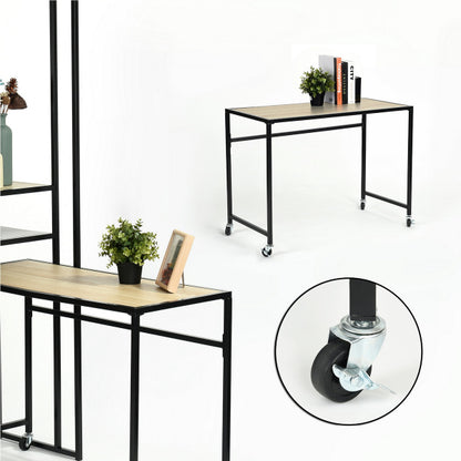 Wooden Top Console Table, with Lockable Wheels