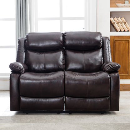 PU Leather Reclining Living Room Sofa Set, Manual Loveseat for Living Room （Recliner Loveseat）