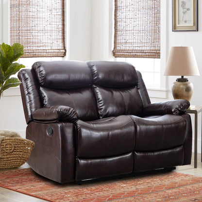 PU Leather Reclining Living Room Sofa Set, Manual Loveseat for Living Room （Recliner Loveseat）
