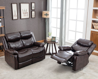 PU Leather Reclining Sofa Set, Classic Sectional Couch Furniture Lounge Chair, Loveseat and Three Seat for Home or Office (1+2-Seat)
