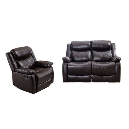 PU Leather Reclining Sofa Set, Classic Sectional Couch Furniture Lounge Chair, Loveseat and Three Seat for Home or Office (1+2-Seat)