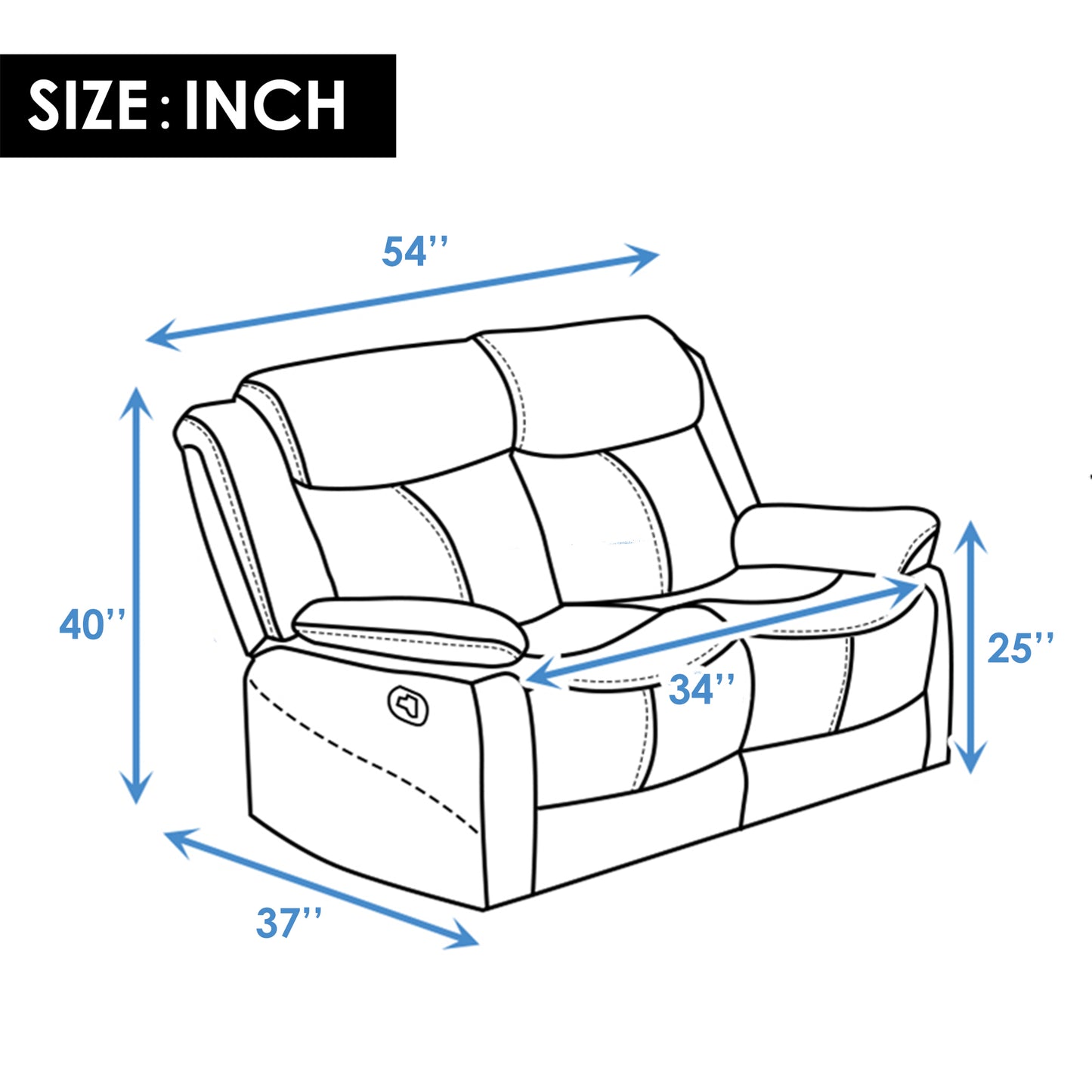 PU Leather Reclining Living Room Sofa Set, Manual Loveseat for Living Room （Recliner Loveseat）
