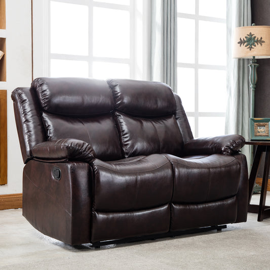 PU Leather Reclining Living Room Sofa Set, Manual Loveseat for Living Room （Recliner Loveseat）