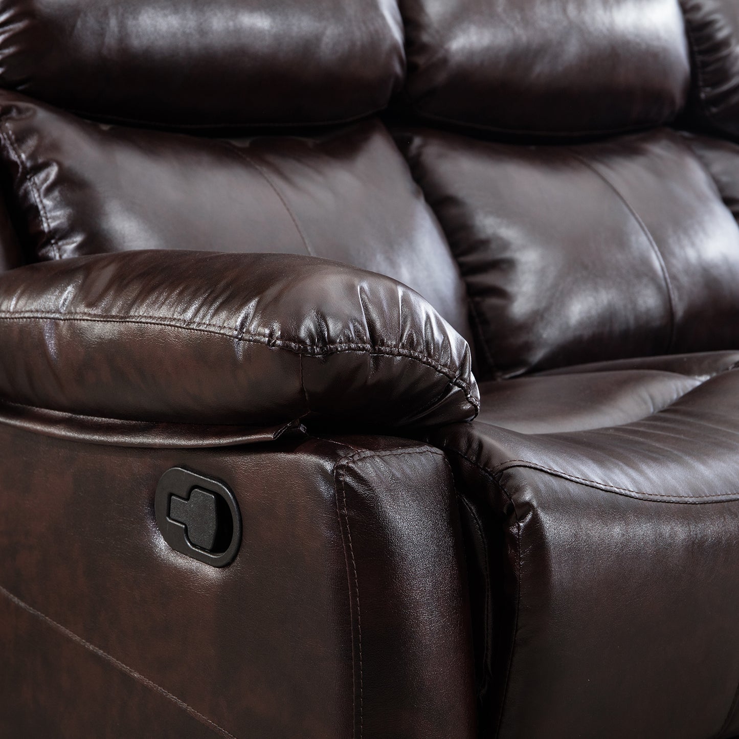 PU Leather Reclining Living Room Sofa Set, Manual Loveseat for Living Room （Recliner Loveseat）