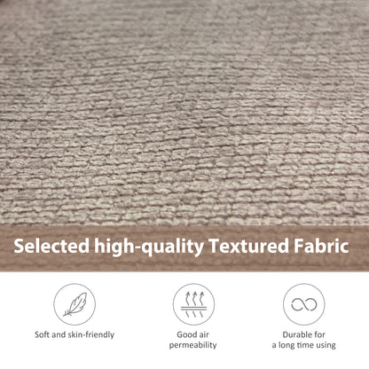 [New]81& Nailheaded Textured Fabric 3 pieces,Sofa,Square Ottoman,Rectangle Storage Ottoman,Warm Grey