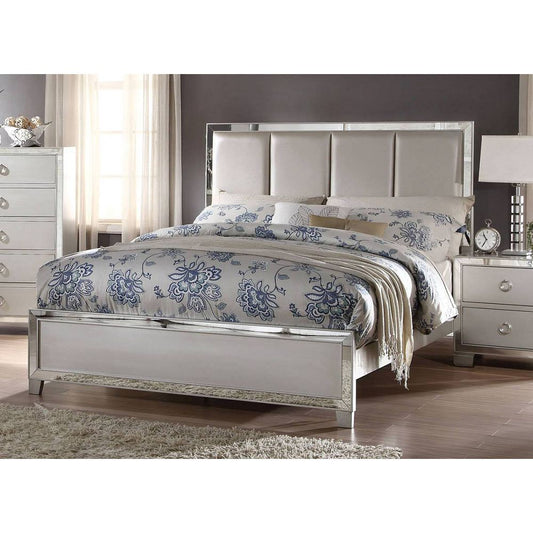 Voeville II Eastern King Bed in Platinum PU & Platinum 24827EK