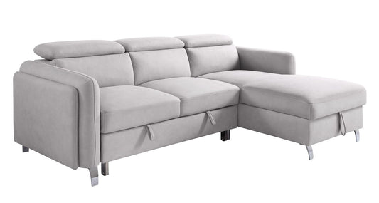 Reyes Sectional Sofa w/Sleeper, Beige Nubuck 56040