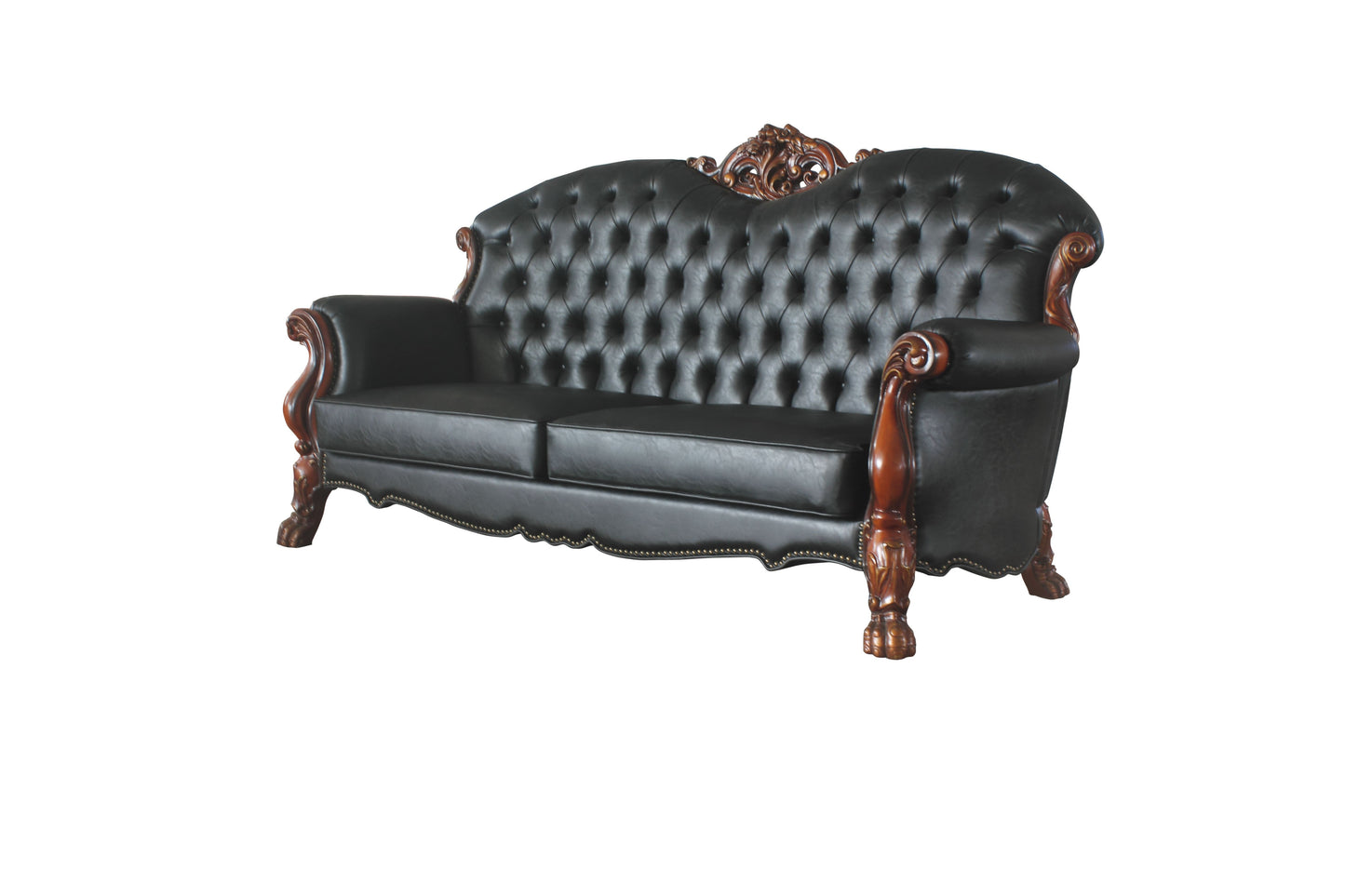 Dresden Sofa w/5 Pillows, Cherry Oak & PU 58230