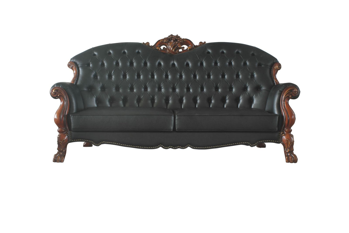 Dresden Sofa w/5 Pillows, Cherry Oak & PU 58230