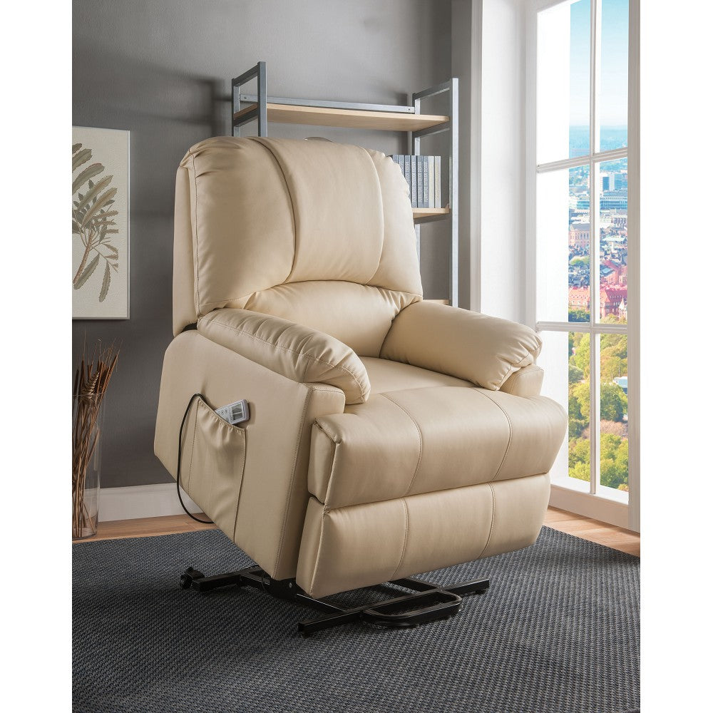 Ixora Recliner w/Power Lift & Massage in Beige PU 59286