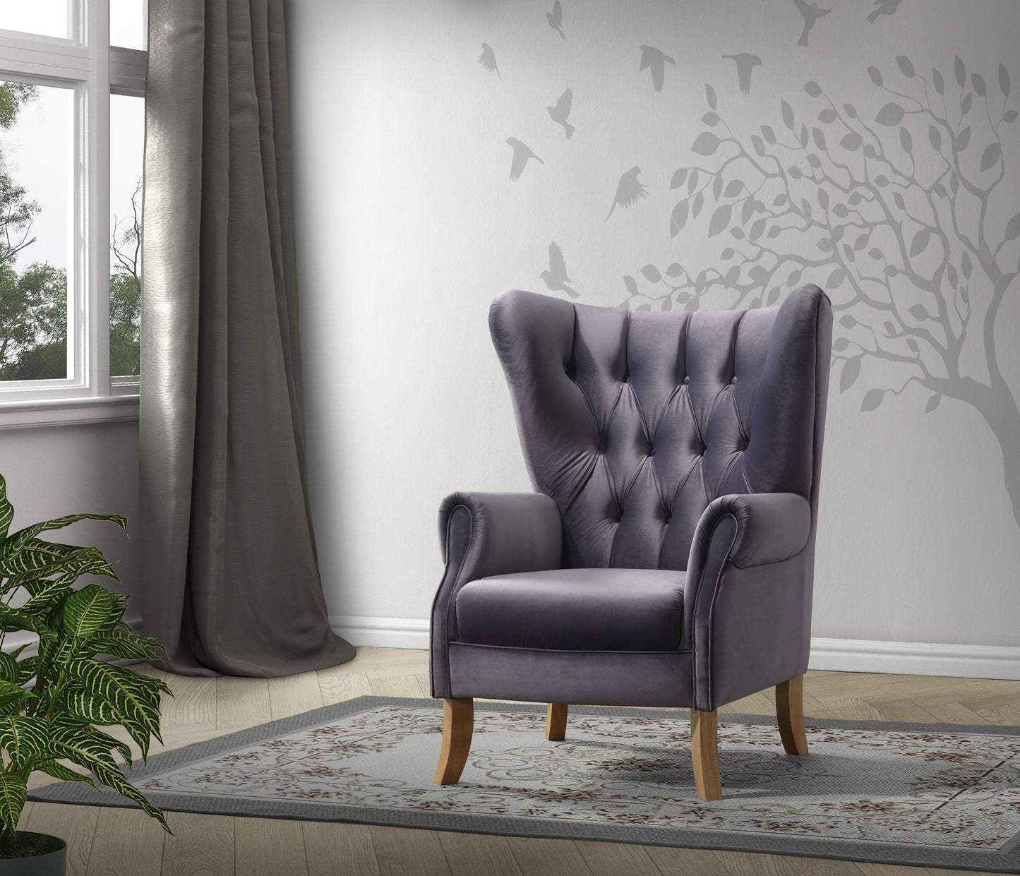 Adonis Accent Chair, Gray Velvet 59517