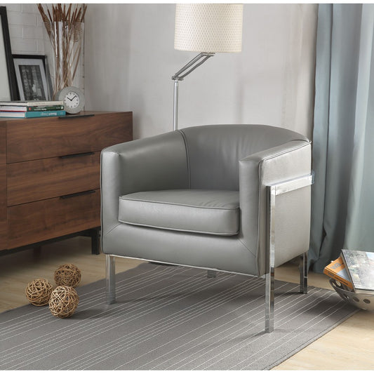 Tiarnan Accent Chair in Vintage Gray PU & Chrome 59811