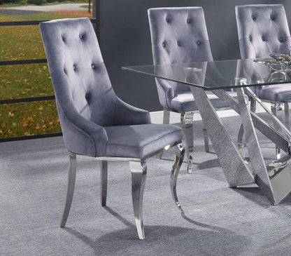 Dekel Side Chair (Set-2), Gray Fabric & Stainless Steel 70143