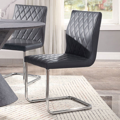 Ansonia Side Chair (Set-2), Gray PU & Chrome 77832