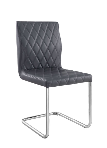 Ansonia Side Chair (Set-2), Gray PU & Chrome 77832