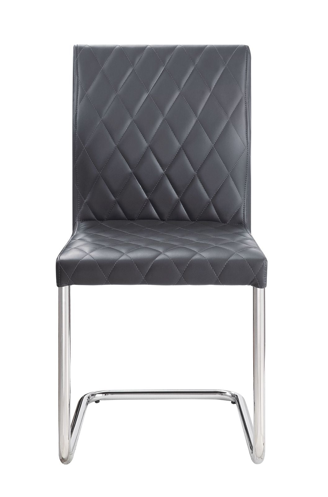 Ansonia Side Chair (Set-2), Gray PU & Chrome 77832