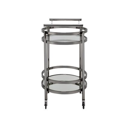 Lakelyn Serving Cart, Black Nickel & Clear Glass 98191