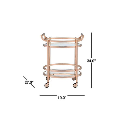 Lakelyn Serving Cart, Rose Gold & Clear Glass 98192