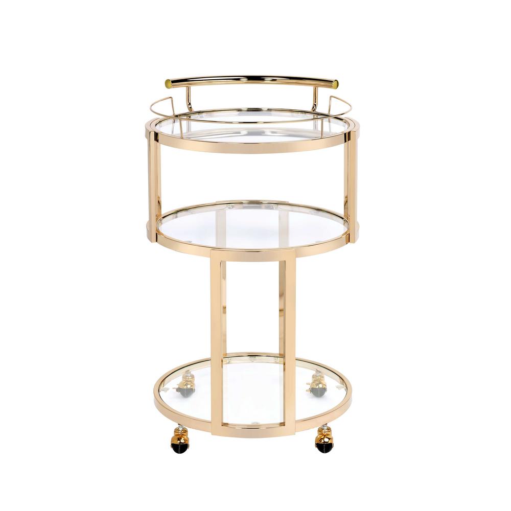 Madelina Serving Cart, Gold & Clear Glass 98286