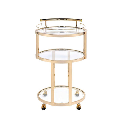 Madelina Serving Cart, Gold & Clear Glass 98286