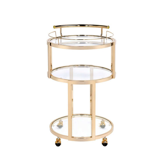 Madelina Serving Cart, Gold & Clear Glass 98286