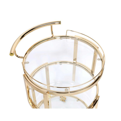 Madelina Serving Cart, Gold & Clear Glass 98286