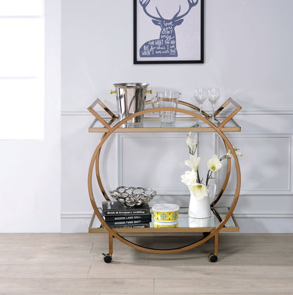 Traverse Serving Cart, Champagne & Mirrored 98295