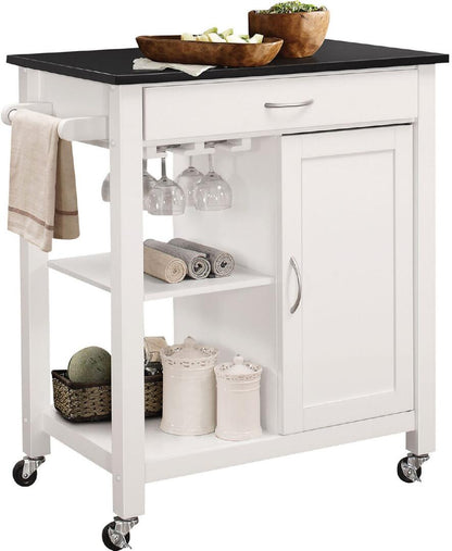 Ottawa Kitchen Cart, Black & White 98320