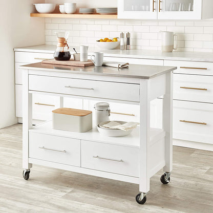 Ottawa Kitchen Cart, Stainless Steel & White 98330