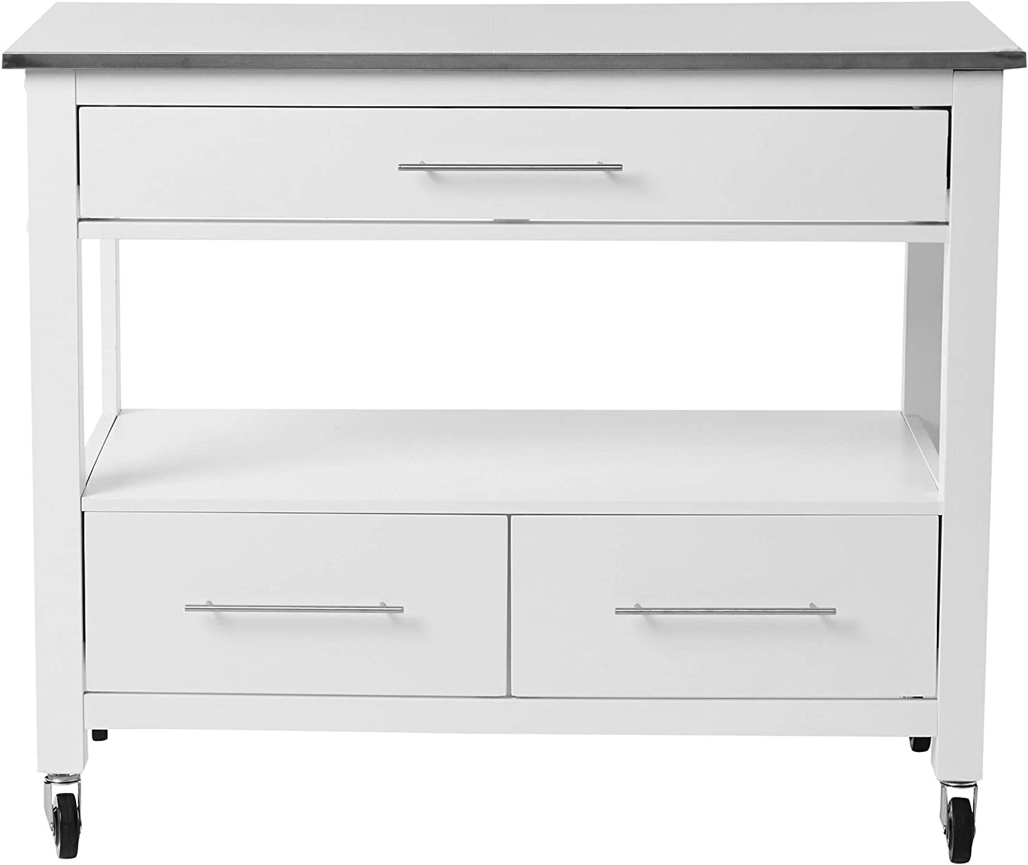 Ottawa Kitchen Cart, Stainless Steel & White 98330