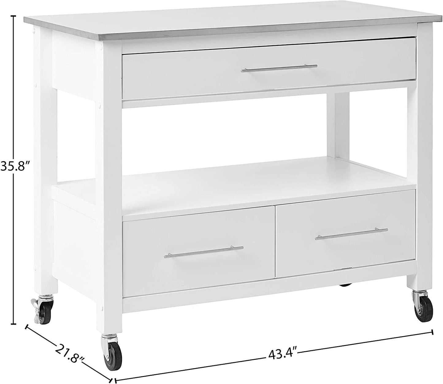 Ottawa Kitchen Cart, Stainless Steel & White 98330