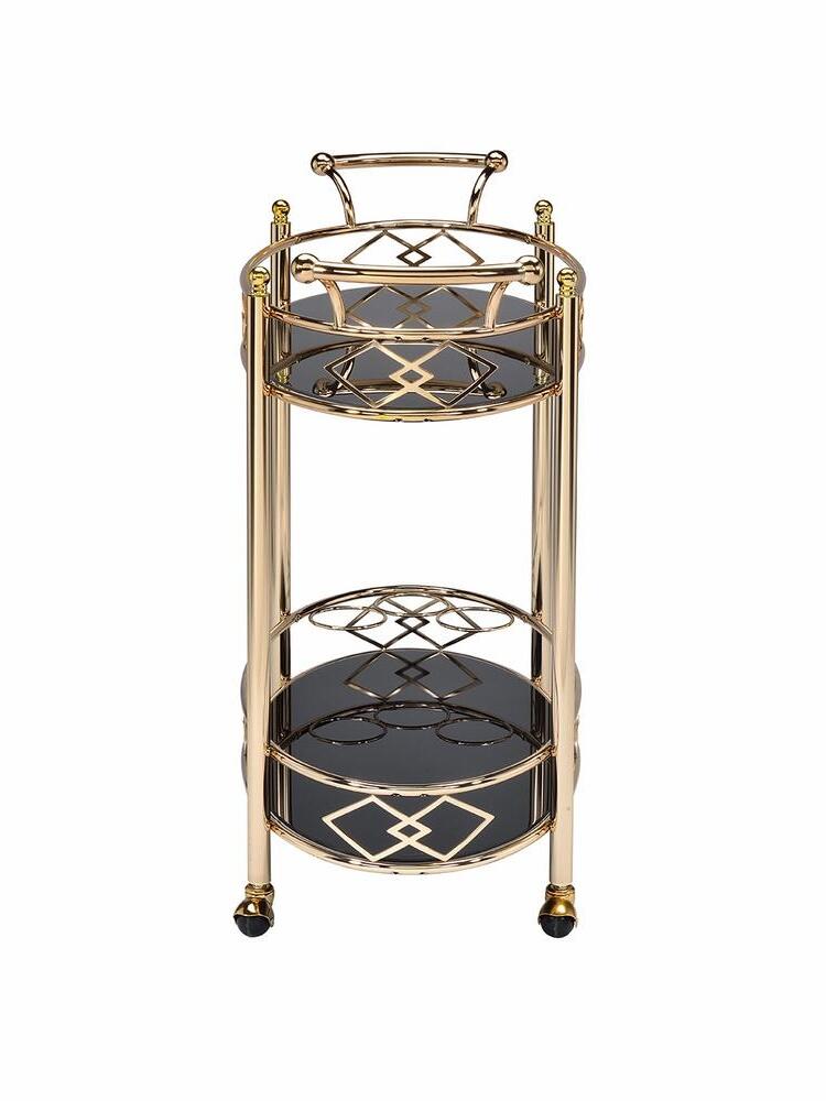 Ottesen Serving Cart, Gold & Black Glass 98351