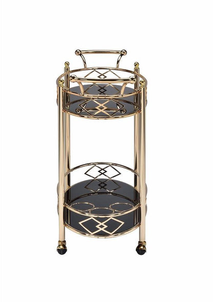 Ottesen Serving Cart, Gold & Black Glass 98351