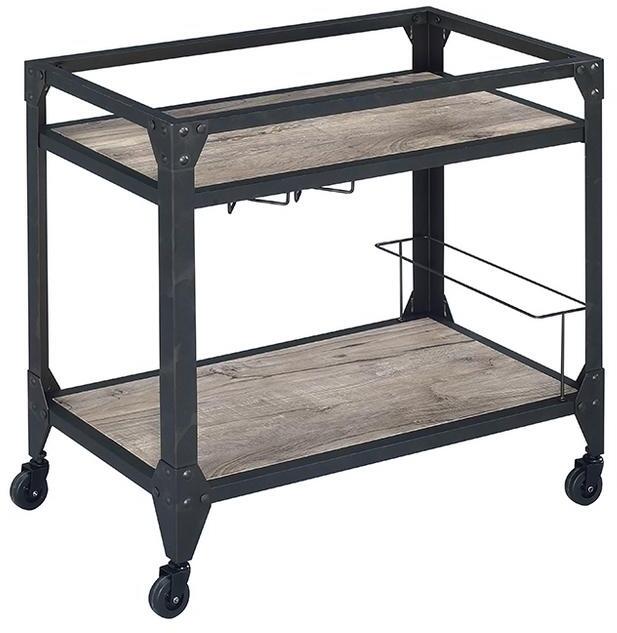 Jorgensen Serving Cart, Rustic Oak & Charcoal 98355