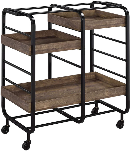 Vorrik Serving Cart, Black & Walnut 98410